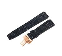 ROUREOX Leather Watch Strap 23mm Alligator Grain Replacement Watch Band with Deployment Butterfly Clasp for FIYTA Interstellar Series-Brown + Rose Gold