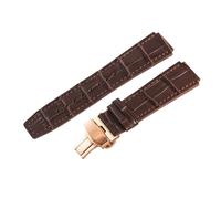 ROUREOX Leather Watch Strap 23mm Alligator Grain Replacement Watch Band with Deployment Butterfly Clasp for FIYTA Interstellar Series-Black + Rose Gold