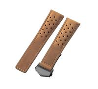 ROUREOX Leather Watch Strap Adjustable Quick Release Push Button Buckle Replacement Strap for TAG HEUER-Brown + Black 24mm