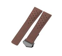 ROUREOX Leather Watch Strap Adjustable Quick Release Push Button Buckle Replacement Strap for TAG HEUER-Coffee + Black 22mm