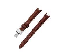 ROUREOX Leather Watch Strap Stainless Steel Buckle Replacement Genuine Leather Women's Strap 12mm for Tissot 1853 Flamengo Trend Collection T094-Brown + Silver