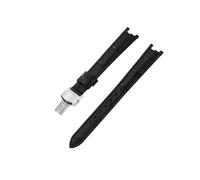 ROUREOX Leather Watch Strap Stainless Steel Buckle Replacement Genuine Leather Women's Strap 12mm for Tissot 1853 Flamengo Trend Collection T094-Black + Silver