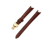 ROUREOX Leather Watch Strap Stainless Steel Buckle Replacement Genuine Leather Women's Strap 12mm for Tissot 1853 Flamengo Trend Collection T094-Brown + Gold