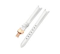 ROUREOX Leather Watch Strap Stainless Steel Buckle Replacement Genuine Leather Women's Strap 12mm for Tissot 1853 Flamengo Trend Collection T094-Bright White + Rose Gold