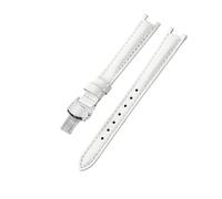 ROUREOX Leather Watch Strap Stainless Steel Buckle Replacement Genuine Leather Women's Strap 12mm for Tissot 1853 Flamengo Trend Collection T094-Bright White + Silver