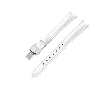 ROUREOX Leather Watch Strap Stainless Steel Buckle Replacement Genuine Leather Women's Strap 12mm for Tissot 1853 Flamengo Trend Collection T094-White + Silver