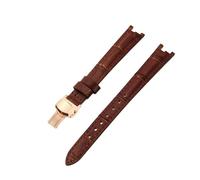 ROUREOX Leather Watch Strap Stainless Steel Buckle Replacement Genuine Leather Women's Strap 12mm for Tissot 1853 Flamengo Trend Collection T094-Brown + Rose Gold