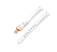 ROUREOX Leather Watch Strap Stainless Steel Buckle Replacement Genuine Leather Women's Strap 12mm for Tissot 1853 Flamengo Trend Collection T094-White + Rose Gold