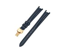 ROUREOX Leather Watch Strap Stainless Steel Buckle Replacement Genuine Leather Women's Strap 12mm for Tissot 1853 Flamengo Trend Collection T094-Dark Blue + Gold