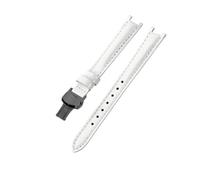 ROUREOX Leather Watch Strap Stainless Steel Buckle Replacement Genuine Leather Women's Strap 12mm for Tissot 1853 Flamengo Trend Collection T094-Bright White + Black