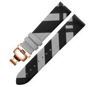 ROUREOX Leather Watch Strap Stainless Steel Deployment Buckle 12mm 14mm 16mm 18mm 20mm Replacement Watch Band for Burberry BU1938 BU9109 BU9107 BU9014 BU9111-Black+Rose Gold 16mm