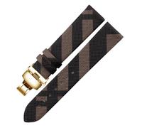 ROUREOX Leather Watch Strap Stainless Steel Deployment Buckle 12mm 14mm 16mm 18mm 20mm Replacement Watch Band for Burberry BU1938 BU9109 BU9107 BU9014 BU9111-Brown+Gold 12mm