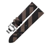 ROUREOX Leather Watch Strap Stainless Steel Deployment Buckle 12mm 14mm 16mm 18mm 20mm Replacement Watch Band for Burberry BU1938 BU9109 BU9107 BU9014 BU9111-Brown+Silver 22mm