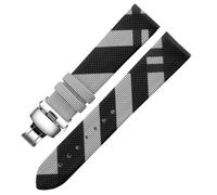 ROUREOX Leather Watch Strap Stainless Steel Deployment Buckle 12mm 14mm 16mm 18mm 20mm Replacement Watch Band for Burberry BU1938 BU9109 BU9107 BU9014 BU9111-Black+Silver 20mm