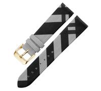 ROUREOX Leather Watch Strap Stainless Steel Pin Buckle Replacement Watch Band for Burberry BU1938 BU9109 BU9107 BU9014 BU9111-Black+Gold 22mm