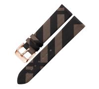 ROUREOX Leather Watch Strap Stainless Steel Pin Buckle Replacement Watch Band for Burberry BU1938 BU9109 BU9107 BU9014 BU9111-Brown+Rose Gold 16mm