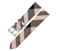 ROUREOX Leather Watch Strap Stainless Steel Pin Buckle Replacement Watch Band for Burberry BU1938 BU9109 BU9107 BU9014 BU9111-Rice White+Silver 22mm