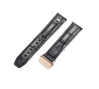 ROUREOX Leather Watch Straps Stainless Steel Buckle Quick Release Genuine Leather Replacement Watchbands for Maurice Lacroix PT6148 6168 MP6347-Black + Rose Gold 20mm