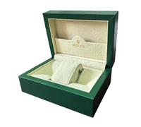ROUREOX Leather Watch Vault Green Single Wooden Case Storage Organiser Display Box Pillow Watches for Rolex Submariner
