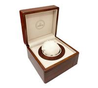 ROUREOX Mahogany Wood Grain Watch Box Gloss Lacquer Finish Circular Cushion Mount Display Case Cream Interior for Omega