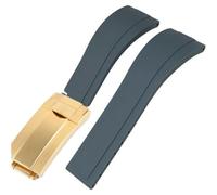 ROUREOX Men Soft Silicone Watch Band with Stainless Steel Button for Rolex Daytona GMT Yacht-Master-Grey+Golden Buckle 20mm