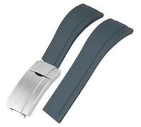 ROUREOX Men Soft Silicone Watch Band with Stainless Steel Button for Rolex Sea-Dweller-Grey+Silver Buckle+Matte 21mm