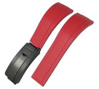ROUREOX Men Soft Silicone Watch Band with Stainless Steel Button for Rolex Submariner GMT-Master-Red+Black Buckle 20mm