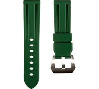 ROUREOX Men Soft Silicone Watch Band with Stainless Steel Button for T-A-G He-uer Carrera-Dark Green 24mm