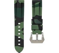 ROUREOX Men Soft Silicone Watch Band with Stainless Steel Button for T-A-G He-uer Carrera-Green Camouflage 26mm