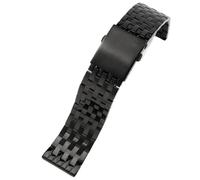 ROUREOX Men's 7-Bead Stainless Steel Replacement Watch Strap, Metal Flat Interface Bracelet Band for SevenFriday/AGELOCER-Black 28MM