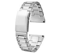 ROUREOX Men's Brushed Steel Deployment Watch Strap，316L Stainless Steel Replacement Watch Band for Panerai PAM44/Geya Aerospace Series-Silver 26MM