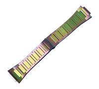 ROUREOX Men's Convex End Metal Replacement Watch Band, Stainless Steel Butterfly Buckle Watch Bracelet for CASIO GM-110/GA-110/DW-5600/GW-B5600/GM2100/GA2100-Rainbow 16MM