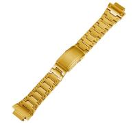 ROUREOX Men's Convex End Metal Watch Strap, 316L Stainless Steel Replacement Watch Bracelet for Casio G-Shock GM2100/GBM2100-Gold 16MM