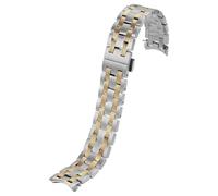 ROUREOX Men's Curved End Metal Replacement Watch Strap, Stainless Steel Deployment Watch Bracelet for Tissot 1853 Seastar 1000 Collection T065.430.A-Silver Gold 19MM