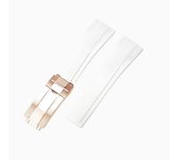 ROUREOX Men's Curved End Rubber Watch Strap, 20Mm Waterproof Replacement Band with Folding Buckle for Rolex Submariner/Daytona/Yacht-Master/Oyster Perpetual-White Rose Gold 20MM
