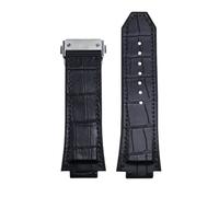 ROUREOX Men's Genuine Leather Silicone Watch Strap Adjustable Metal Deployment Buckle Watch Band for HUBLOT BIG BANG 29x19x24mm