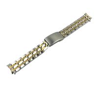 ROUREOX Men's Solid Metal Replacement Watch Strap，Stainless Steel Curved End Watch Band for Tissot PRC 200 T461/T014/T17/T055-Silver Gold 19MM