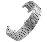 ROUREOX Men's Stainless Steel Concave End Watch Strap, Metal Replacement Watch Bracelet with Tools & Screws for Cartier Pasha WSPA0013/W31077U2-Silver 20 * 12MM