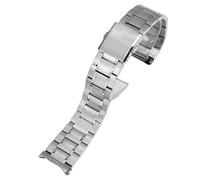 ROUREOX Men's Stainless Steel Replacement Watch Strap，Metal Straight End Deployment Watch Bracelet for Casio MTR-1374/1375 EFR-303/304-Matte Silver 22MM