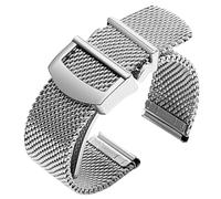 ROUREOX Men's Stainless Steel Replacement Watch Strap，Metal Straight End Deployment Watch Bracelet for IWC Portofino Automatic IW356505-Silver 20MM