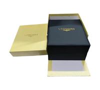 ROUREOX Mens Watch Gift Box Set Complete Packaging Beige Carrier Bag Outer Carton Blue Storage Case Holder for Longines La Grande Classique