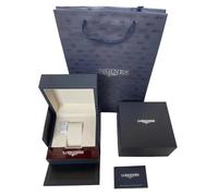 ROUREOX Mens Watch Gift Box Set Complete Packaging Carrier Bag Outer Carton Blue Wooden Case Display Organiser for Longines PrimaLuna