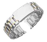 ROUREOX Metal Watch Bracelet Curved End Replacement Strap, 316L Stainless Steel Deployment Wristwatch Strap for Citizen-Silver Gold 20MM