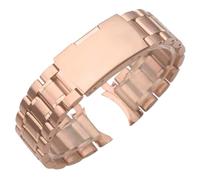 ROUREOX Metal Watch Bracelet Curved End Replacement Strap, 316L Stainless Steel Deployment Wristwatch Strap for Citizen-Rose Gold 22MM