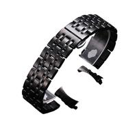 ROUREOX Metal Watch Strap 19mm 20mm Curved Integration Solid Stainless Steel Bracelet Band-Black 19mm