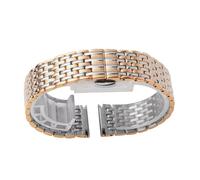 ROUREOX Metal Wristband Stainless Steel Replacement Strap Butterfly Buckle Bracelet 14mm 18mm 22mm for La Grande Classique de Longines - Silver + Rose Gold 18mm