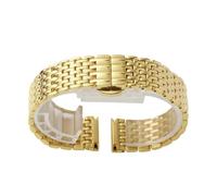 ROUREOX Metal Wristband Stainless Steel Replacement Strap Butterfly Buckle Bracelet 14mm 18mm 22mm for La Grande Classique de Longines - Golden 22mm
