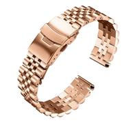 ROUREOX Metal Wristband Stainless Steel Watch Strap Replacement Double Lock Bracelet for Rolex Oyster Perpetual Datejust - Rose Gold 26mm