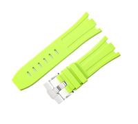 ROUREOX Multi-Colour Silicone Rubber Watch Replacement Strap 28mm Adjustable Soft Band with Metal Pin Buckle for AP Royal Oak 15703/15710-Light Green + Silver 28MM