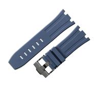 ROUREOX Multi-Colour Silicone Rubber Watch Replacement Strap 28mm Adjustable Soft Band with Metal Pin Buckle for AP Royal Oak 15703/15710-Blue + Black 28MM